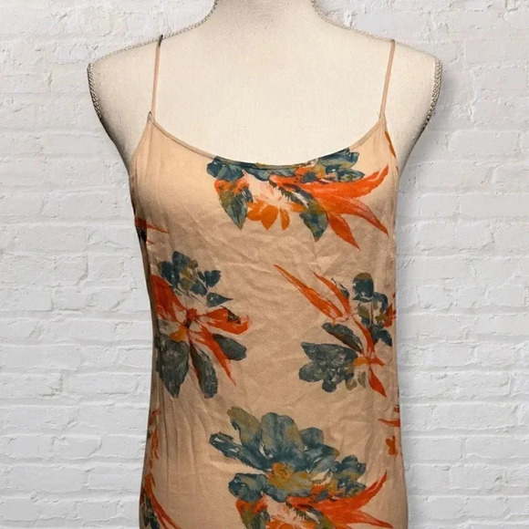 Free People Star Chasing Slip Dress In Hibiscus Combo Peach Green Size XS - Picture 5 of 7